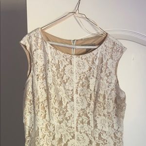 Danny + Nicole nude and cream lace dress
